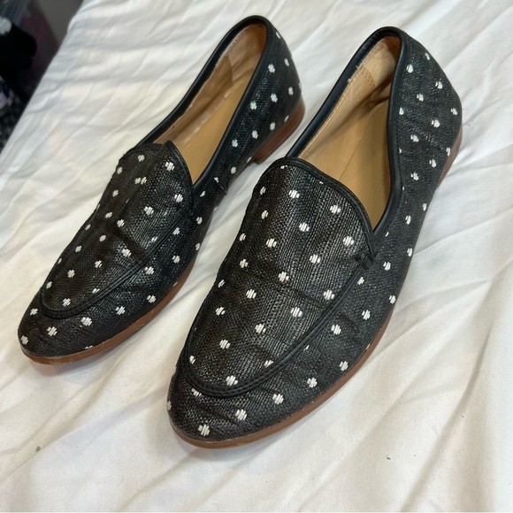 Banana Republic Black and White Polka Dot cross plus Loafers size 8.5 - Picture 1 of 5
